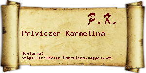 Priviczer Karmelina névjegykártya